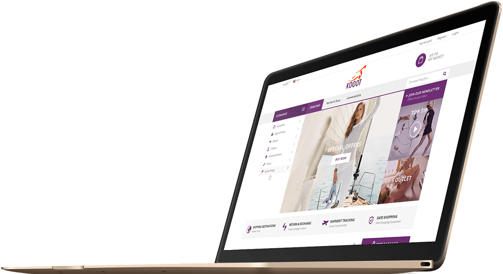 koot marketplace website mockup