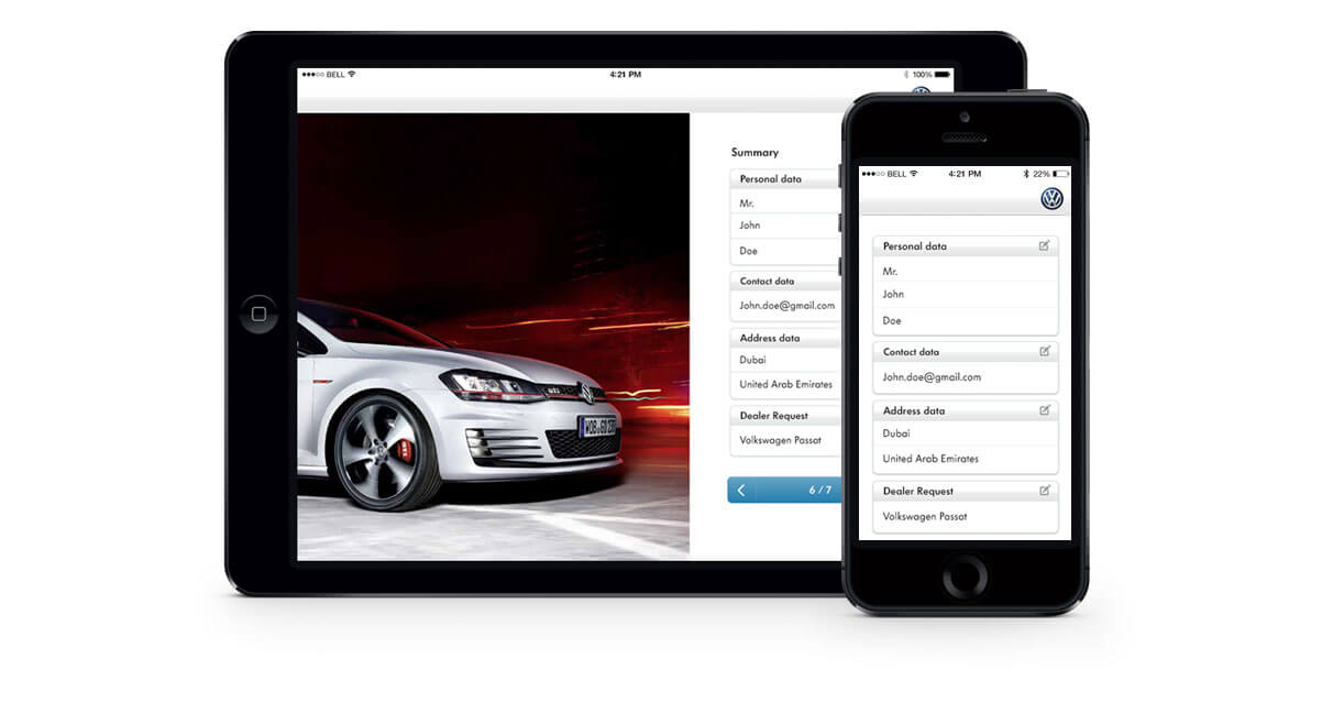 volkswagen dealer app mockups