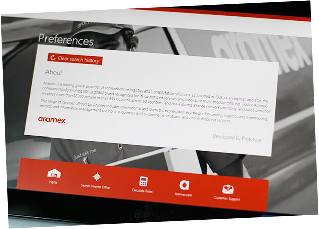 aramex windows app ui design