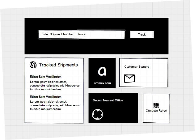 aramex windows app wireframe