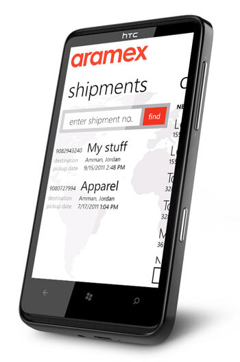 aramex windows phone app mockup