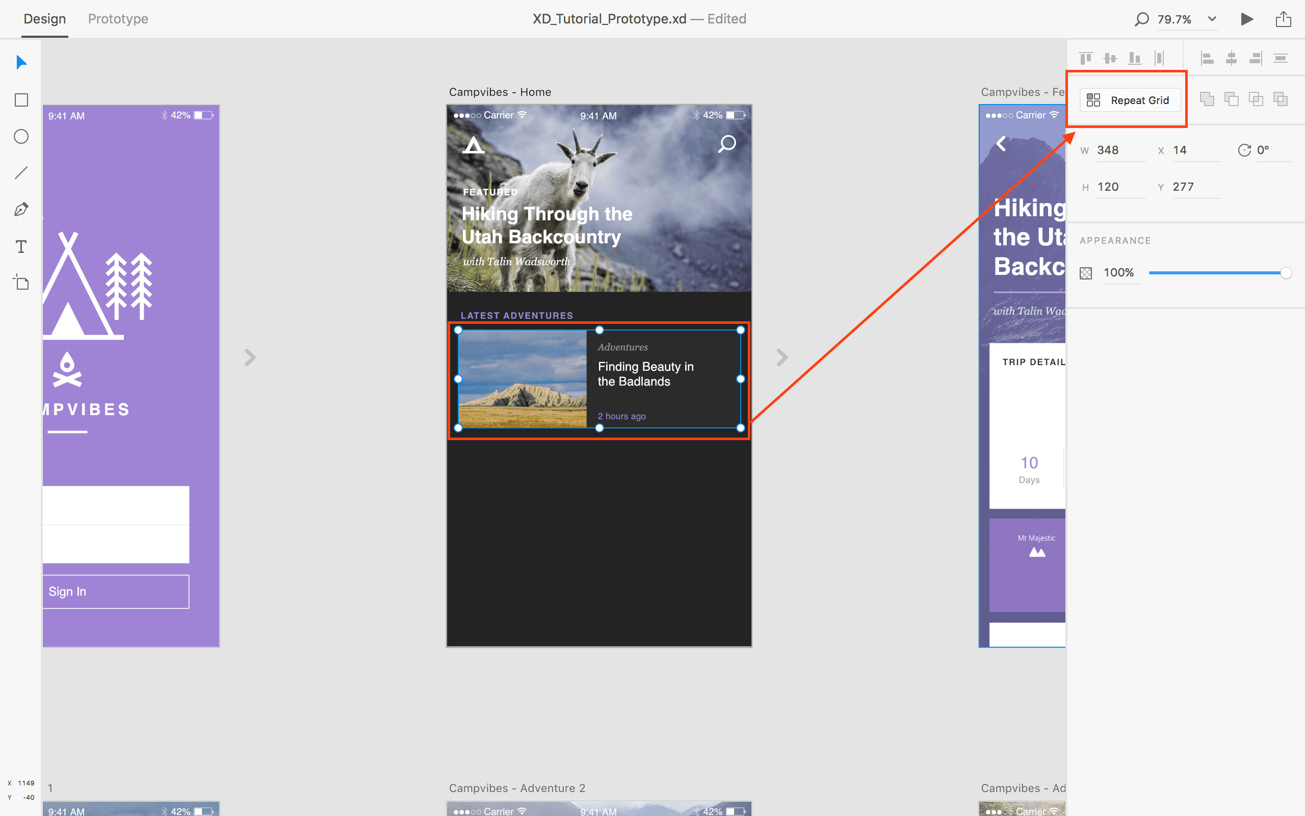 (Select your grid and click on Repeat Grid)