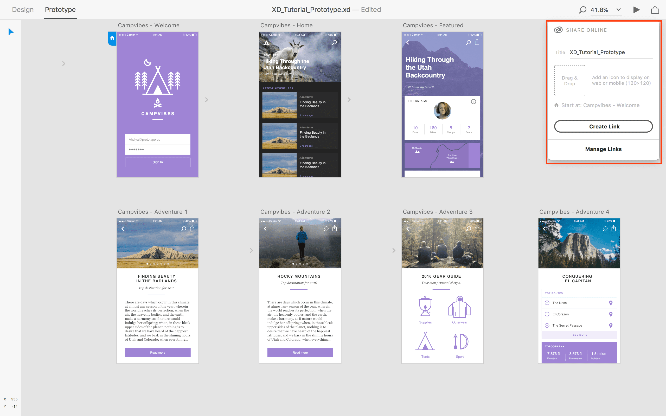 adobe xd creating link