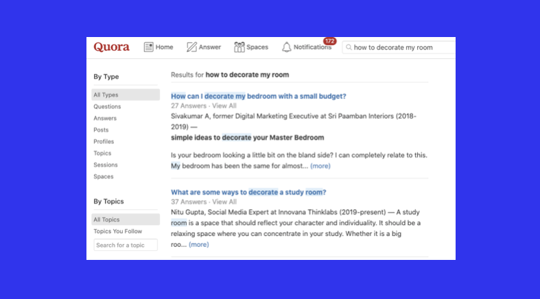 quora used for content ideation