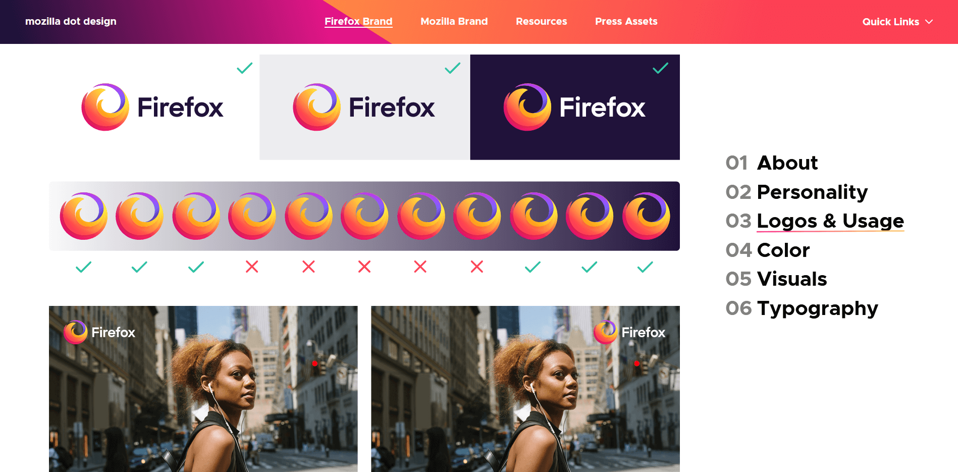 Firefox brand style guide logo usage